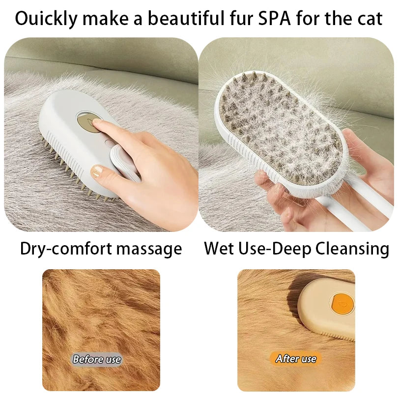 Prima e dopo l’utilizzo della spazzola FidoZen sul pelo di un gatto a pelo medio